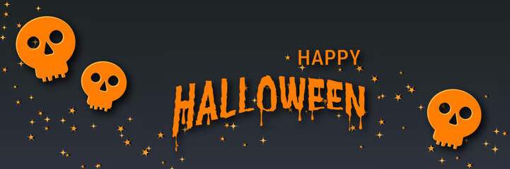 Halloween night horizontal banner vector design template
