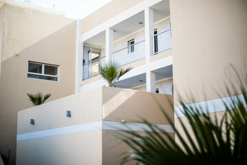 hotel terrace in modern beach town