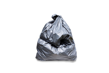 black garbage bag isolated on white background. clipping mask