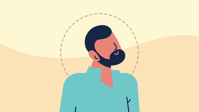 young bearded man character animation