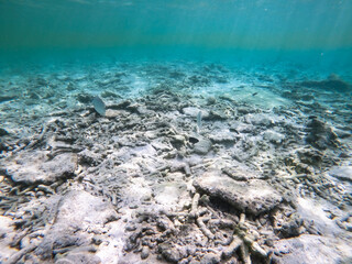 Wide view of snorkelling in the island