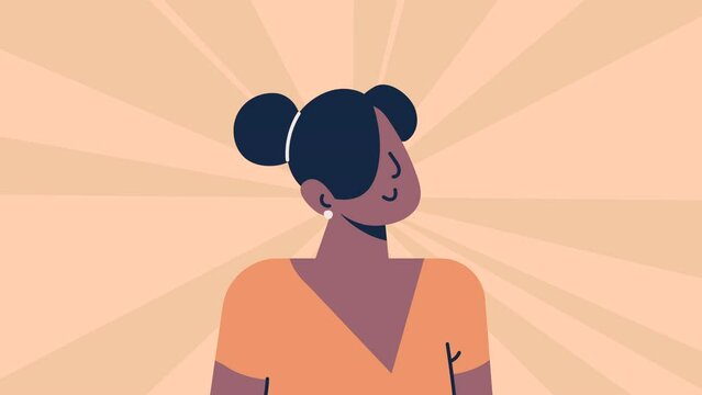 afro woman profile character animation