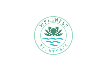 Lotus flower logo design wellness spa massage healthcare medical icon symbol
