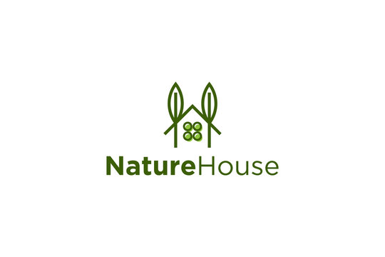 Nature house icon logo design agricultural growing company farming leaf roof