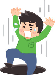 落とし穴に落ちる若い男性