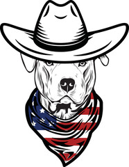 Staffordshire Bull Terrier Dog vector eps , Dog in Bandana, sunglasses, Fourth , 4th July vector eps, Patriotic, USA Dog, Cricut Silhouette Cut File
