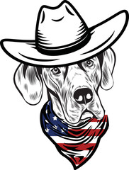 Great Dane Dog vector eps , Dog in Bandana, sunglasses, Fourth , 4th July vector eps, Patriotic, USA Dog, Cricut Silhouette Cut File