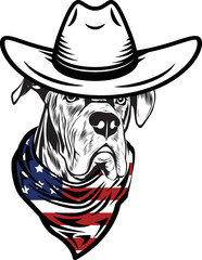 Cane Corso Dog vector eps , Dog in Bandana, sunglasses, Fourth , 4th July vector eps, Patriotic, USA Dog, Cricut Silhouette Cut File