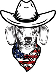 Dachshund Dog vector eps , Dog in Bandana, sunglasses, Fourth , 4th July vector eps, Patriotic, USA Dog, Cricut Silhouette Cut File