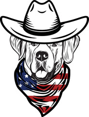 Saint Bernard Dog vector eps , Dog in Bandana, sunglasses, Fourth , 4th July vector eps, Patriotic, USA Dog, Cricut Silhouette Cut File