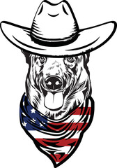 Belgian Malinios Dog vector eps , Dog in Bandana, sunglasses, Fourth , 4th July vector eps, Patriotic, USA Dog, Cricut Silhouette Cut File