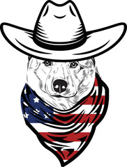 Norwegian Elkhound Dog vector eps , Dog in Bandana, sunglasses, Fourth , 4th July vector eps, Patriotic, USA Dog, Cricut Silhouette Cut File