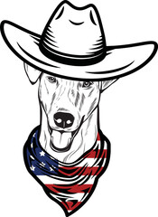 Fox Terrier Smooth Dog vector eps , Dog in Bandana, sunglasses, Fourth , 4th July vector eps, Patriotic, USA Dog, Cricut Silhouette Cut File