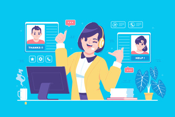 customer service support page concept illustration