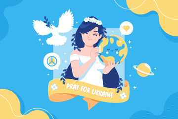 Naklejka premium pray for ukraine peace concept illustration