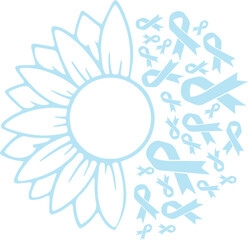 Sunflower Prostrate Cancer Light Blue Ribbon vector eps,Prostrate Cancer Awareness vector eps, Cricut files, vector eps cut file to use Cricut