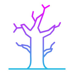 Dead Tree Line Gradient Icon