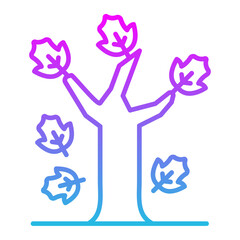 Autumn Tree Leafs Line Gradient Icon
