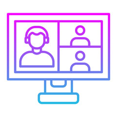Video Conference Line Gradient Icon