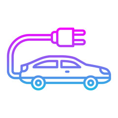 Electric Car Line Gradient Icon