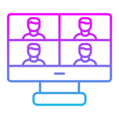 Online Meeting Line Gradient Icon