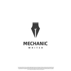 pen combine with wrench logo icon template