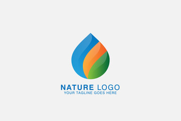 abstract green leaf and water drop usable for nature logo design vector illustration