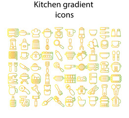 Set of kitchen gradient icons. Kitchen gradient icons.
