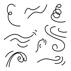 hand drawn  wind. Wind doodle illustration. linear vector