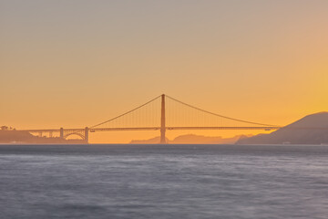 Fototapeta na wymiar San Francisco Landmark Backlit During Sunset