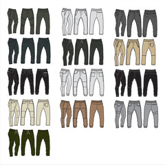 Loose fit joggers. Men's casual wear. Vector technical sketch.