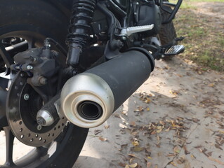 Close-up shot of motorcycle exhaust design sport. 