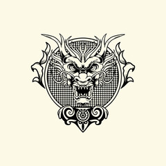 Dragon emblems, badges, labels, logos or t-shirt prints with vintage style, white background.