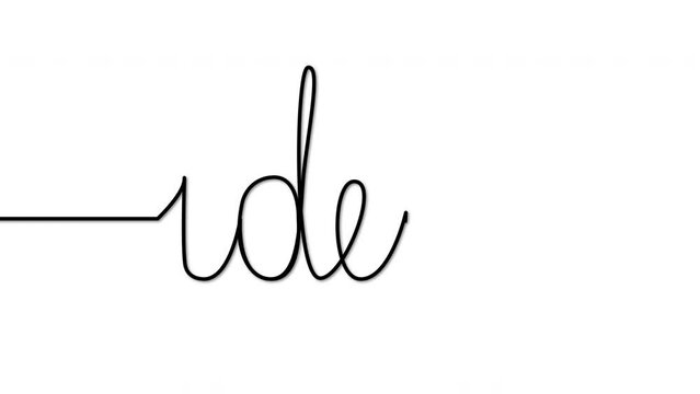Idea word, hand writing self drawing animation. Luma matte, mask, alpha channel. Text, lettering, inscription.