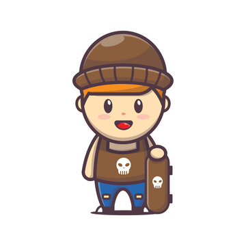 cute skater boy character vector illustration.