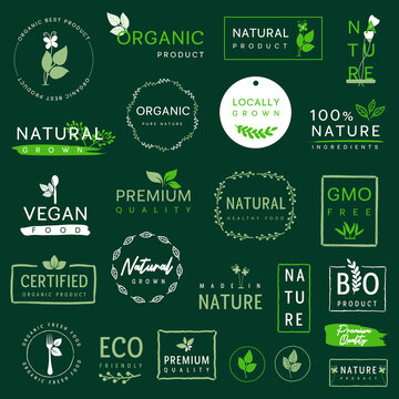Organic and natural food, Organic  and natural product sign, logo, icons and stickers for food and drink.