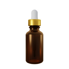 Realistic brown glass bottle with hemp oil. Mock up of cannabis oil extracts in jars. Medical Marijuana logo on the label. Vector illustration.