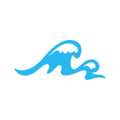 blue water wave line icon in the sea