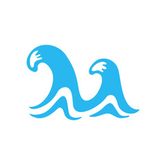 blue water wave line icon in the sea