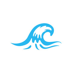 blue water wave line icon in the sea
