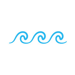 blue water wave line icon in the sea