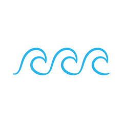 blue water wave line icon in the sea