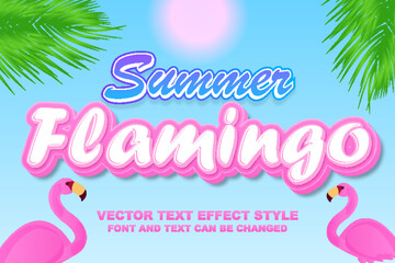 flamingo summer paradise palm leaf 3d editable text effect font style tropical tempale typogrphy lettering
