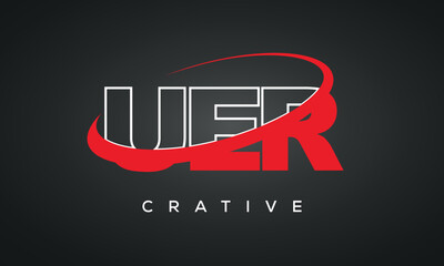 UER letters typography monogram logo , creative modern logo icon with 360 symbol