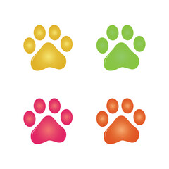 Colorful paw print vector logo icon set
