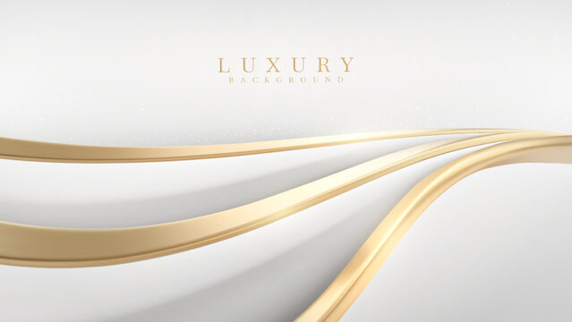 White luxury background with golden curve line element and glitter light effect decoration. © witsanu