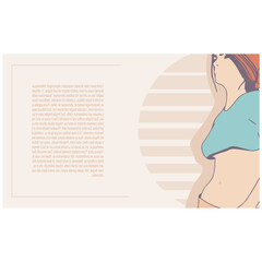 Standing woman. Sport girl illustration. Young woman wearing workout clothes. Sport fashion girl outline in urban casual style. Banner for presentation