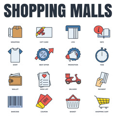 Set of Shopping malls icon logo vector illustration. Online supermarket pack symbol template for graphic and web design collection