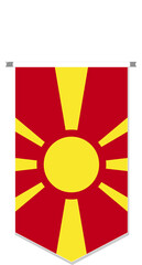 North Macedonia flag in soccer pennant, various shape.