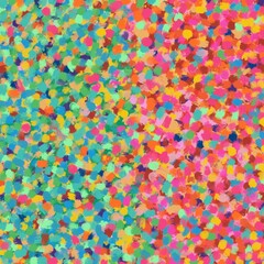 油絵抽象正方形背景）カラフルでエネルギッシュな点描の筆跡　ピンク　緑　アート　元気　鮮やか　絵の具